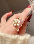 Adjustable Sweet Ring with Pearls