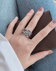 Silver Adjustable Layered Ring