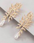 Coral Earrings with Freshwater Pearl Finish