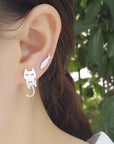 Silver Climbing Kitty Earring