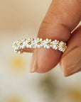 Adjustable Silver and Hand Painted Enamel Daisy Ring