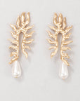 Coral Earrings with Freshwater Pearl Finish