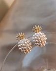Tropical Pineapple and Pearl Encrusted Earrings
