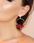 Flower and Pearl Earrings in Gold