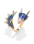 Adjustable Dragon Ring in Silver and Hand Painted Enamel