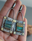 Blue Green Crystal Earrings