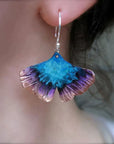 Blue butterfly boho earrings in sterling silver