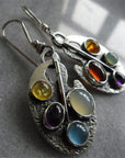 Multicoloured Stone Pendant Earrings