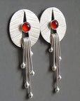 Hollow Red Stone Hanging Earrings