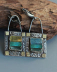 Blue Green Crystal Earrings