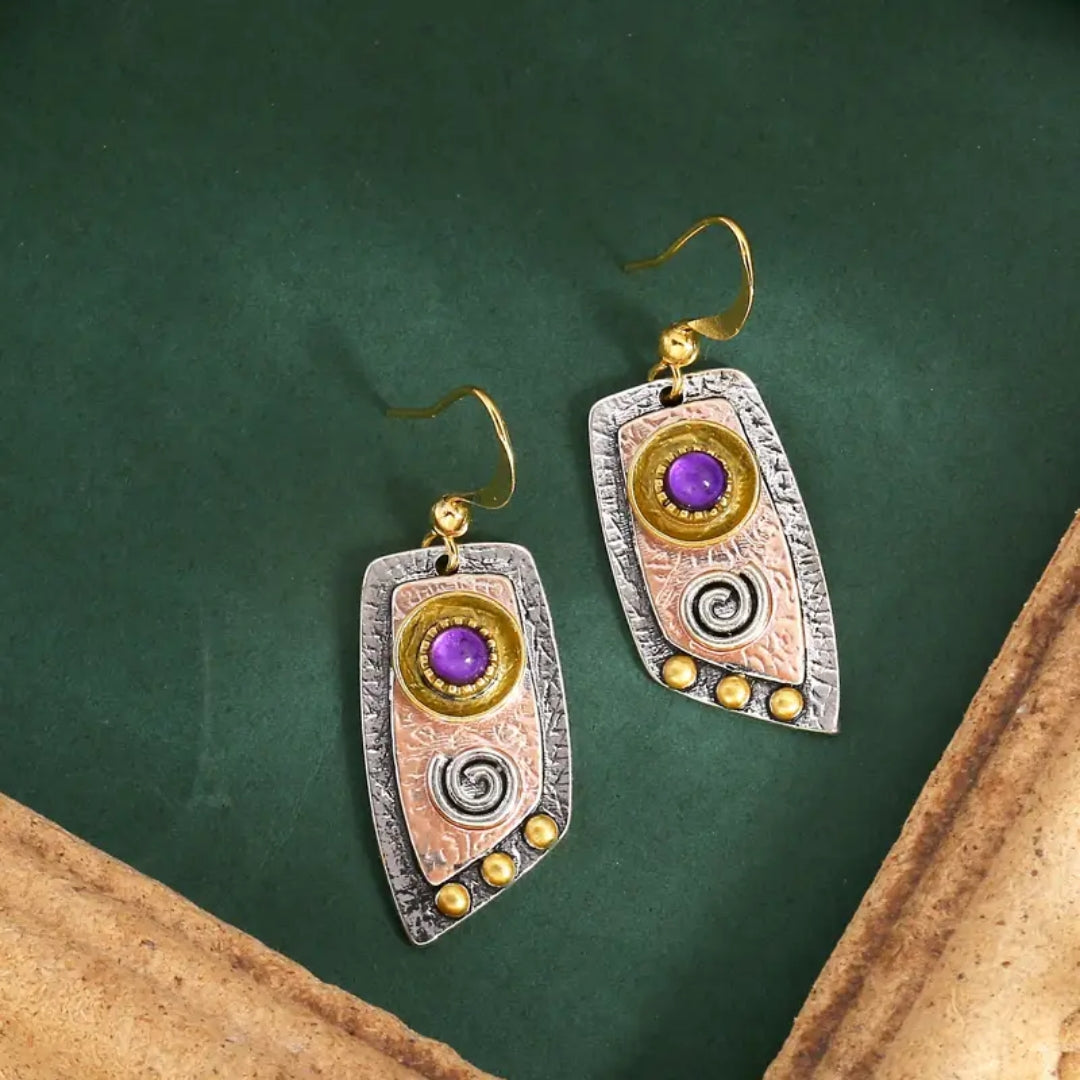 Bronze Purple Crystal Earrings