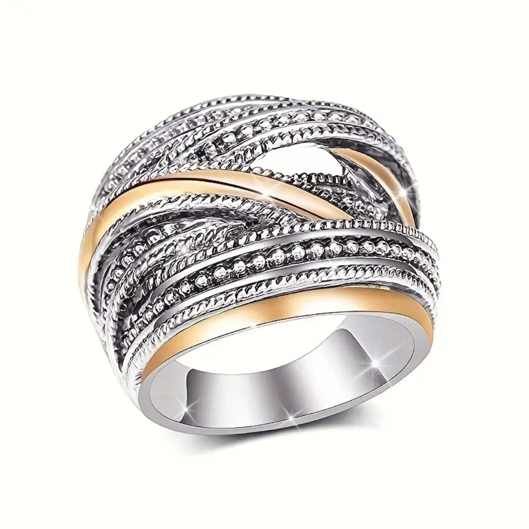 Gold &amp; Silver Layered Beads Ring