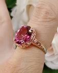 Vintage Garnet Rounded Glass Gold Ring