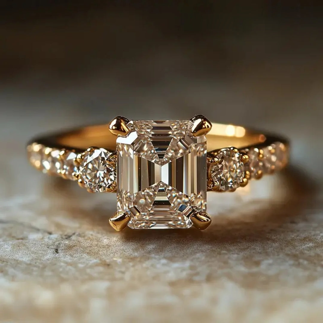 Bright Sparking Glass Gold Ring