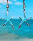 Starfish Earrings in Opal and Silver