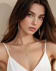 Pave letter initial necklace set | Gold