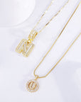 Pave letter initial necklace set | White Gold