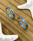 Blue Oceanic Opal Earrings in Silver