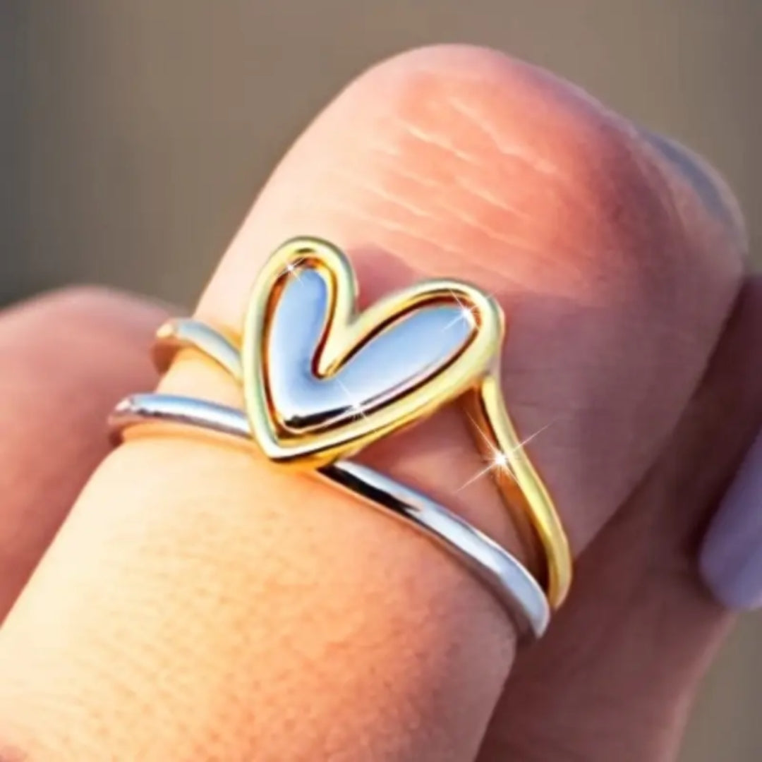 Gold &amp; Silver Plated Heart Ring
