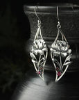 Boho Floral Earrings with Crystals in Sterling Silver