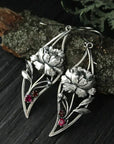 Boho Floral Earrings with Crystals in Sterling Silver