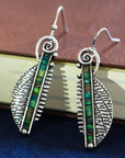 Green Crystal Silver Earrings