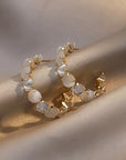 Luxury White Opal and Crystal Earrings in Gold