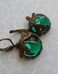 Spherical Dragonfly Earrings in Antique Gold