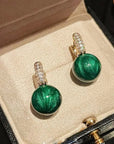 Green Pearl Earrings in Gold