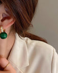 Green Pearl Earrings in Gold