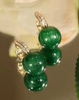 Green Pearl Earrings in Gold