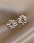 Luxury White Opal Earrings in Gold