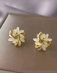 Luxury White Opal Earrings in Gold