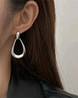 Dangle Hoop Silver Earrings