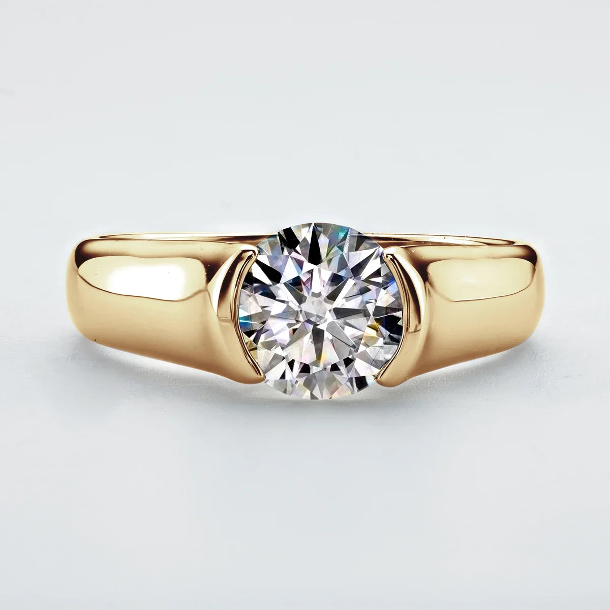 Round Solitaire Gold Zirconia Ring