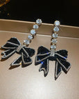 Black Bow Zirconia Dangle Earrings