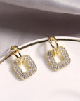 Gold Square Crystal Earrings