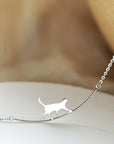 Climbing Cat Necklace in Silver