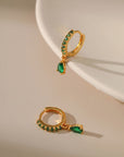 Green Zirconia Earrings in Gold