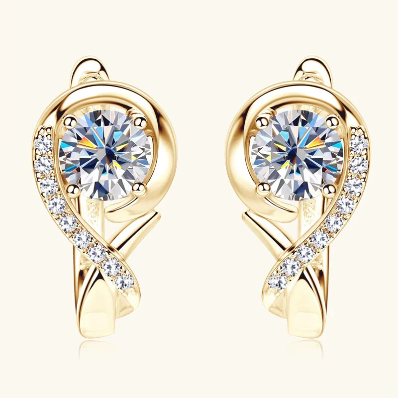Golden Crystal Stud Flower Earrings