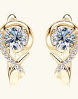 Golden Crystal Stud Flower Earrings