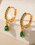 Green Zirconia Earrings in Gold