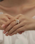 Crystal Irregular Gold Ring