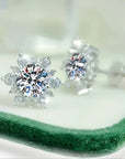 Flower Crystal Silver Earrings