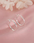 Twisted Hoop Silver Earrings