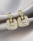 Gold Square Crystal Earrings