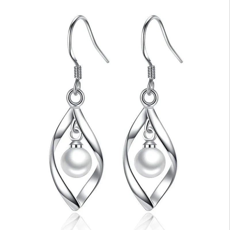 Pearl Hoop Dangle Earrings