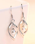 Pearl Hoop Dangle Earrings