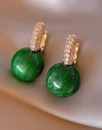 Green Pearl Earrings in Gold