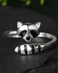 Adjustable Raccoon Ring in 925 Sterling Silver